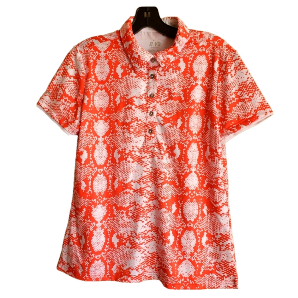 NVO Premium Golf Sportswear Tangerine Patterned GolF Tee Athletic Size Medium